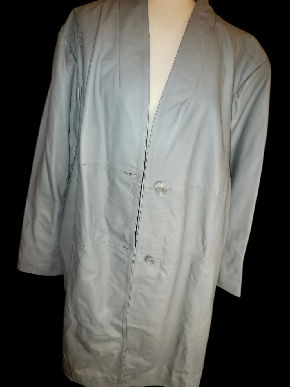 Jessica London Pale Teal Leather Swing Coat